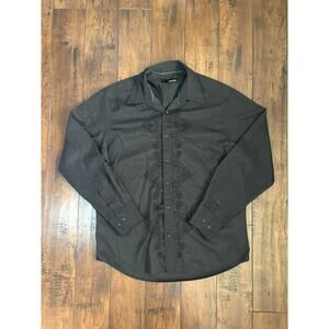 Cultura Button Up Dress Shirt Mens L Black Y2K Skater Grunge Formal Preppy 2000s